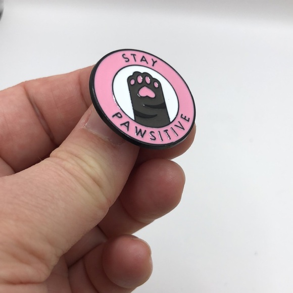 3/$25 “Stay Pawsitive” 🐾 Cute Funny Inspirational Unisex Paw Print Pin - Picture 12 of 12